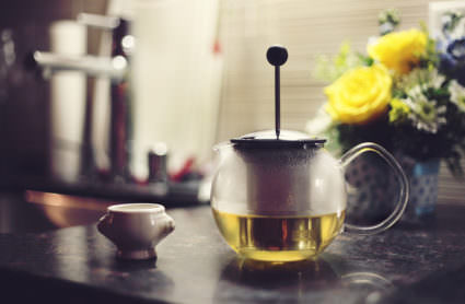 A teapot on a counter